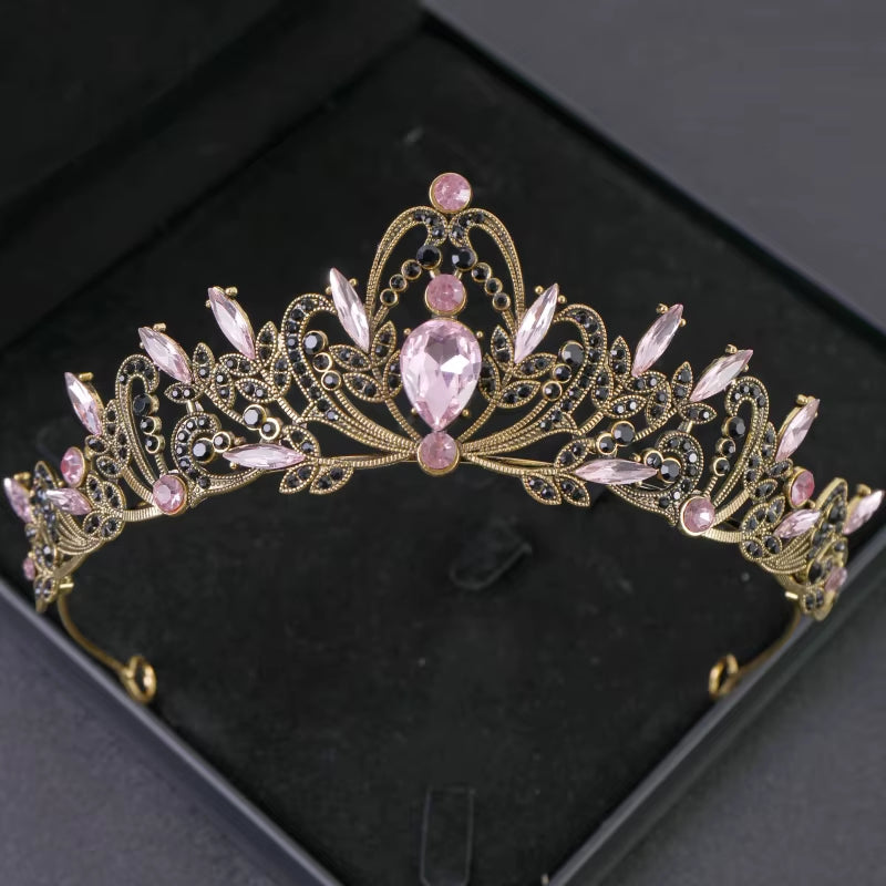 Bridal Headwear Gold-Colour Women'S Full of Classical Temperament Wedding Crown Girl Birthday Dazzling Tiaras