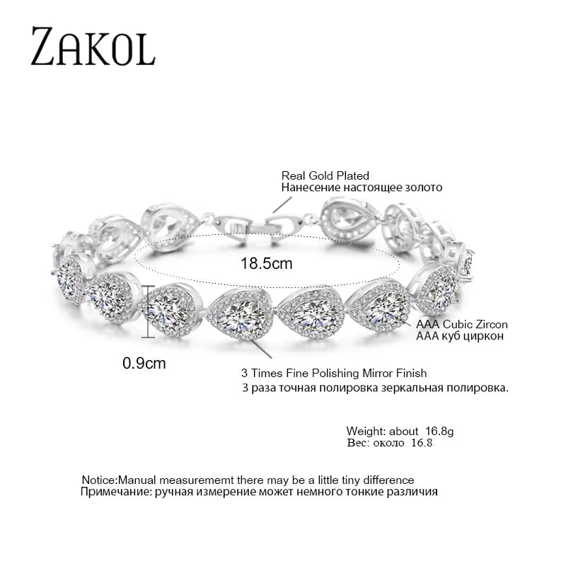 Luxury Water Drop Zirconia Bracelets for Elegant Women Teardrop Charm Bracelet Bridal Wedding Jewelry