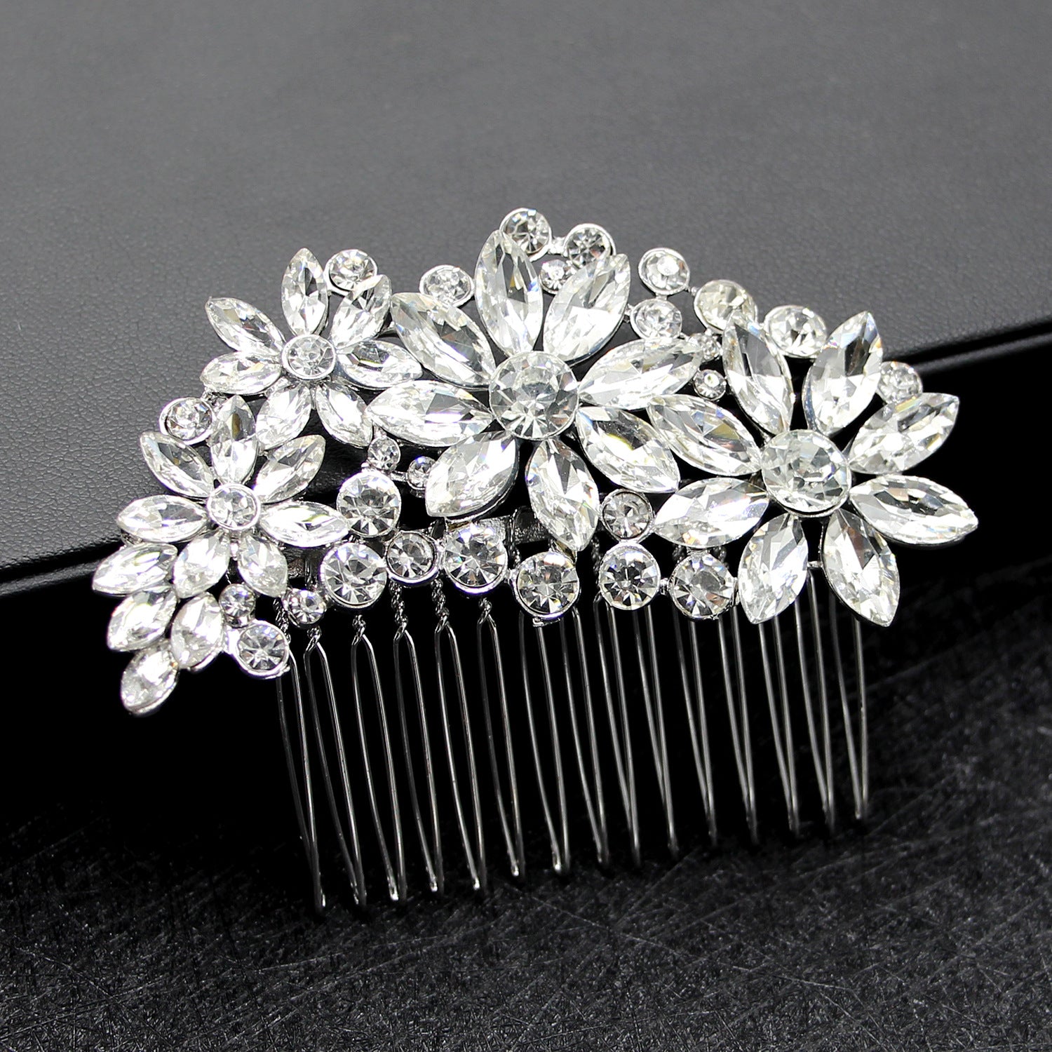 Exquisite Square Glass Rhinestone Bridal Hair Comb