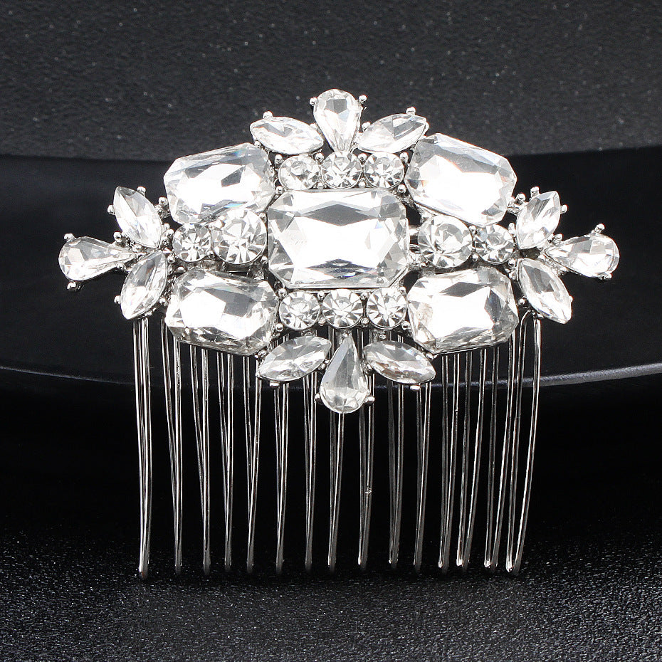 Exquisite Square Glass Rhinestone Bridal Hair Comb