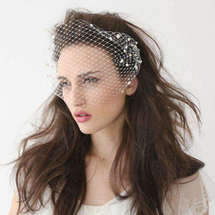 Bridal Veil Pearl Large Hole Mesh Hair Comb