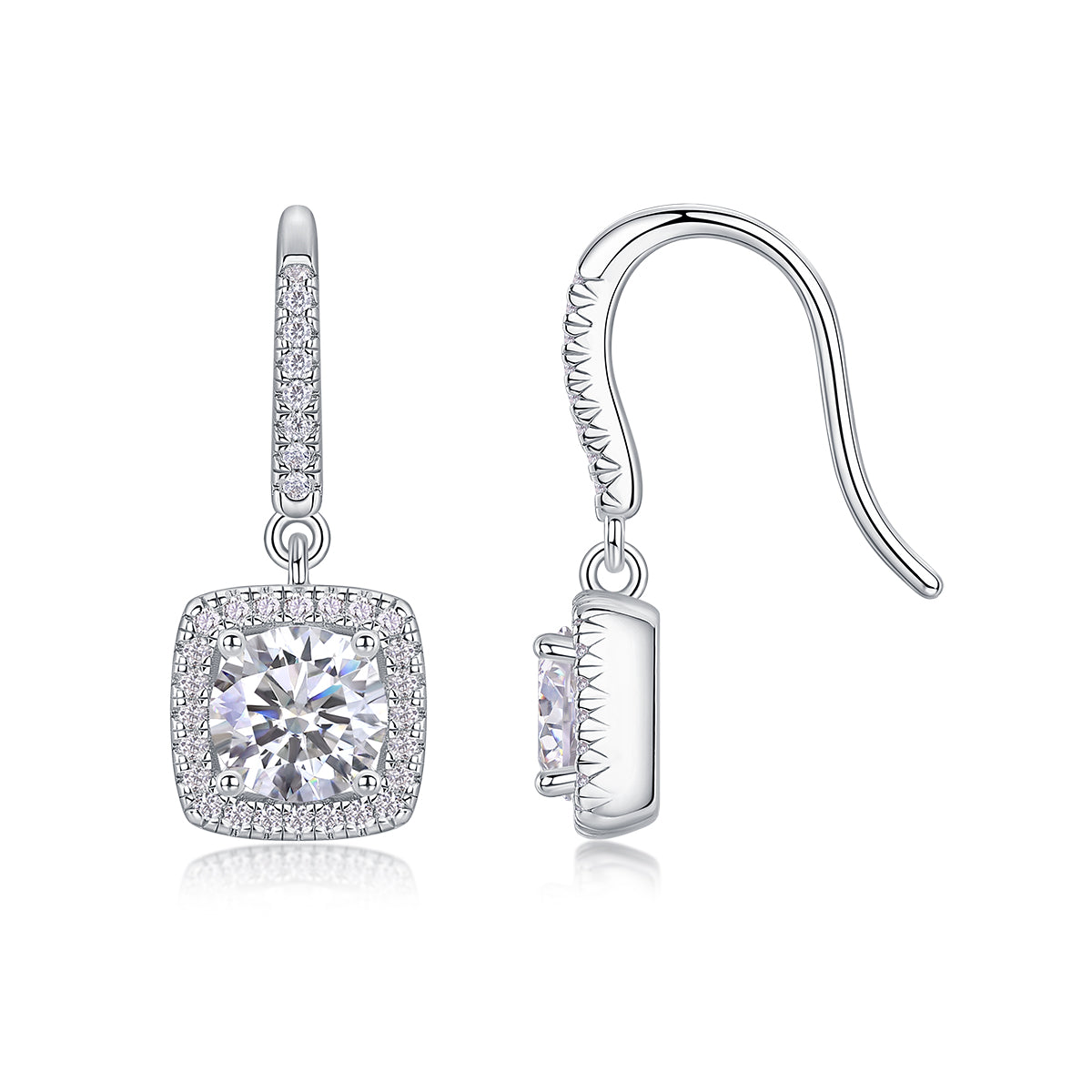 Moissanite Silver Plated Platinum Stud Earrings
