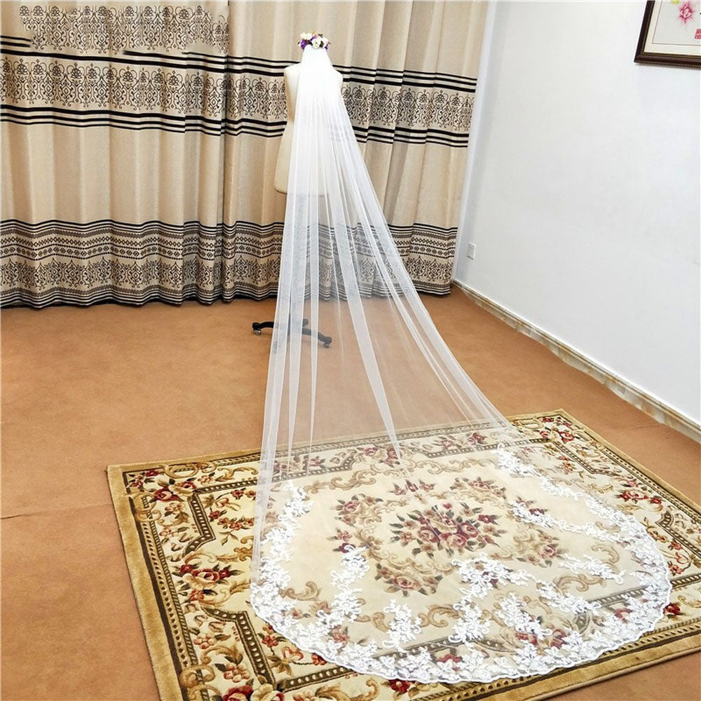 Handmade Applique Bridal Veil
