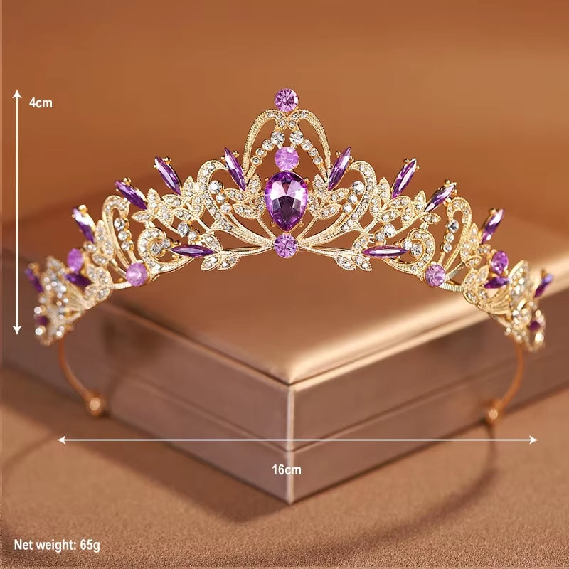 Bridal Headwear Gold-Colour Women'S Full of Classical Temperament Wedding Crown Girl Birthday Dazzling Tiaras