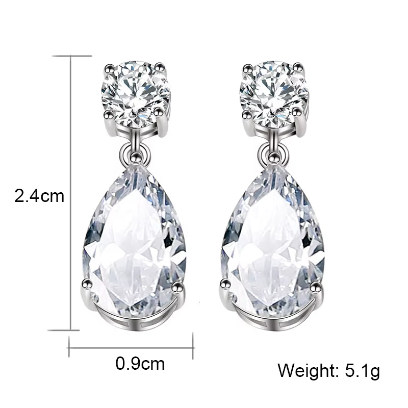 Luxury Transparent Zircon Water Drop Dangle Earrings for Women Shinny CZ Bridal Wedding Jewelry