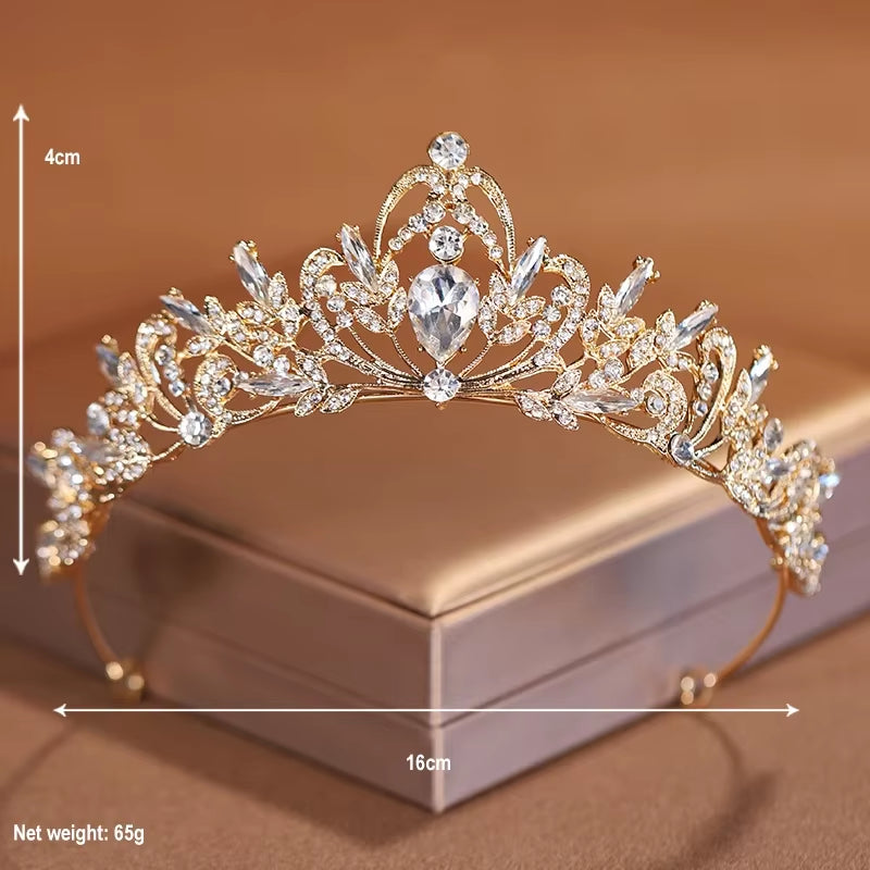 Bridal Headwear Gold-Colour Women'S Full of Classical Temperament Wedding Crown Girl Birthday Dazzling Tiaras
