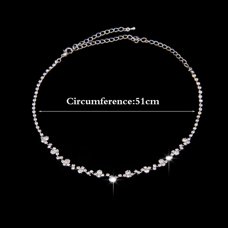 Simple Rhinestone Bridal Necklace Earrings two sets