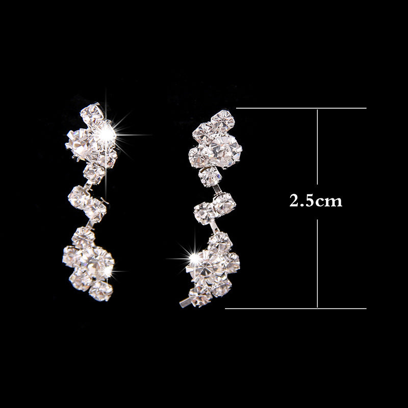 Simple Rhinestone Bridal Necklace Earrings two sets