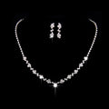 Simple Rhinestone Bridal Necklace Earrings two sets