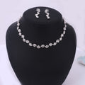 Simple Diamond Earrings Necklace Set