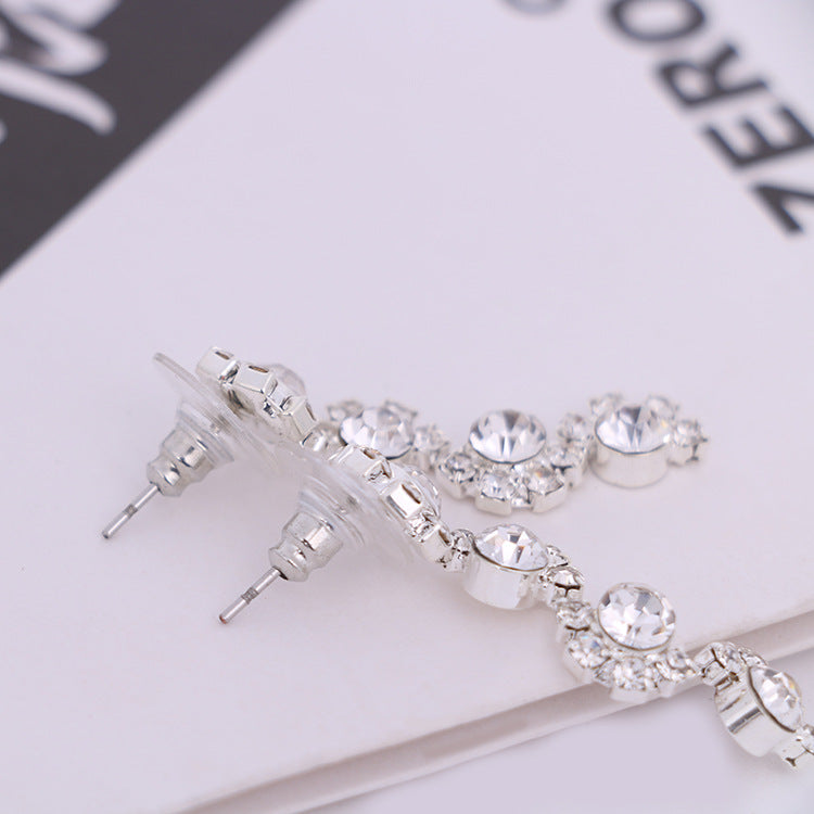 Simple Diamond Earrings Necklace Set