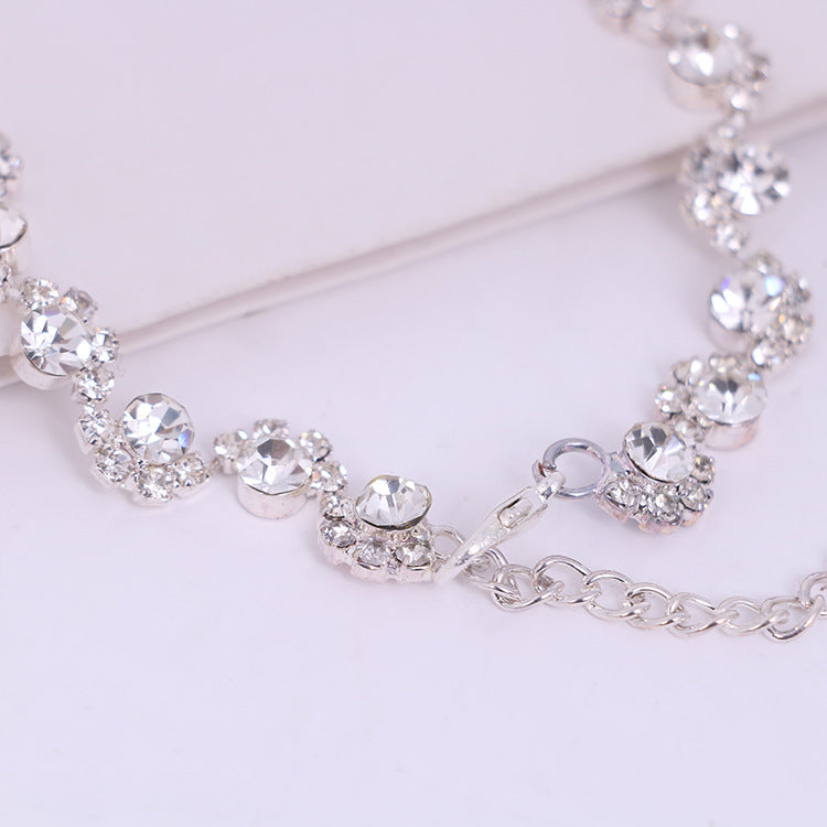 Simple Diamond Earrings Necklace Set