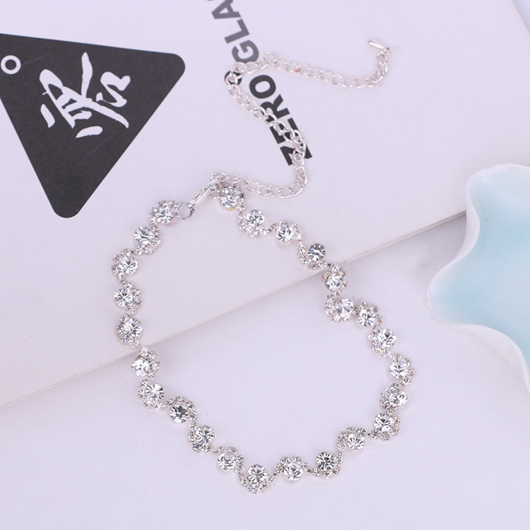 Simple Diamond Earrings Necklace Set