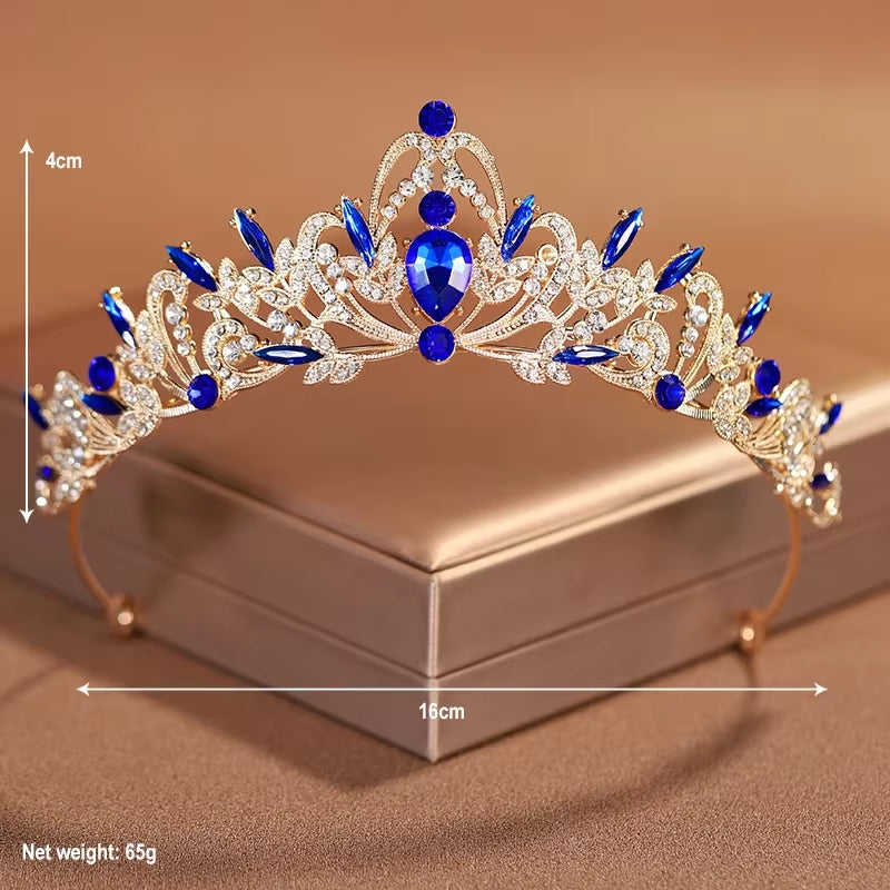 Bridal Headwear Gold-Colour Women'S Full of Classical Temperament Wedding Crown Girl Birthday Dazzling Tiaras