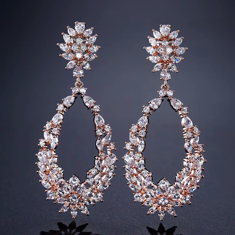 Luxury Buling Mirco Paved Cubic Zircon Dangle Drop Earrings for Women Exquisite Bridal Earring Wedding Jewelry