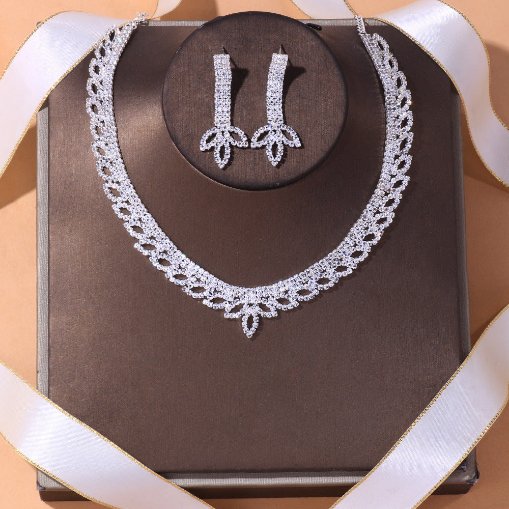 European & American Bridal Necklace Earrings Set
