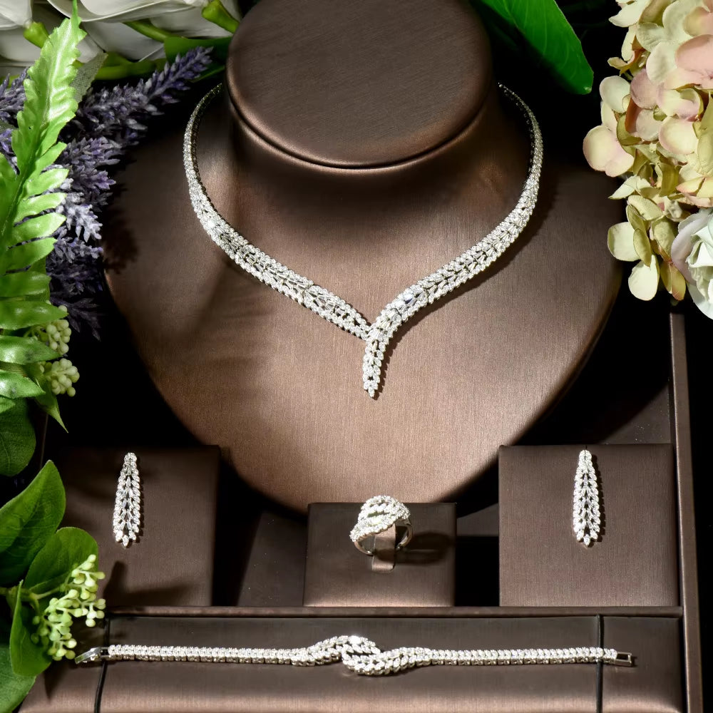 2023 Hot Selling Cubic Zirconia Bridal Wedding Jewelry Set Bridal 4-Piece Set Women'S Jewelry Set Jewelry Brand Reproduction