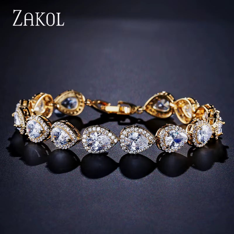 Luxury Water Drop Zirconia Bracelets for Elegant Women Teardrop Charm Bracelet Bridal Wedding Jewelry