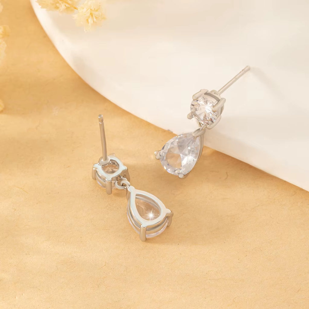 Luxury Transparent Zircon Water Drop Dangle Earrings for Women Shinny CZ Bridal Wedding Jewelry