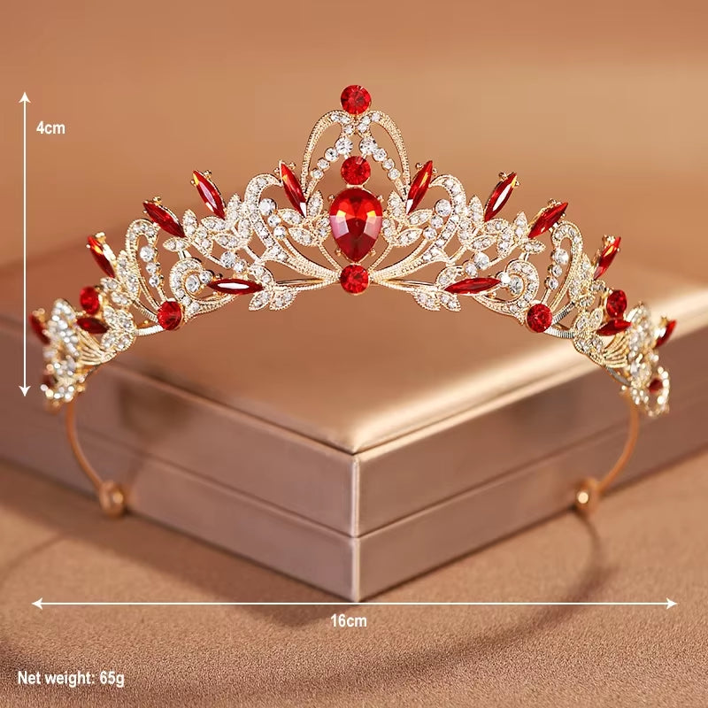 Bridal Headwear Gold-Colour Women'S Full of Classical Temperament Wedding Crown Girl Birthday Dazzling Tiaras