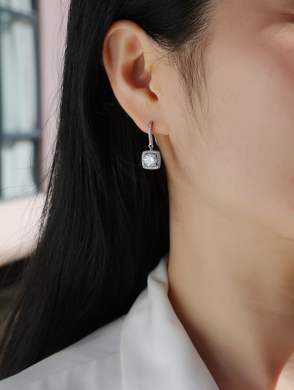 Moissanite Silver Plated Platinum Stud Earrings
