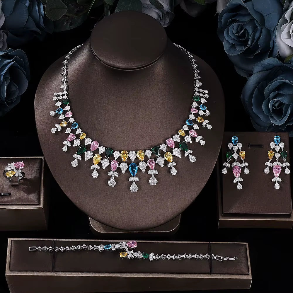 2023 Hot Selling Cubic Zirconia Bridal Wedding Jewelry Set Bridal 4-Piece Set Women'S Jewelry Set Jewelry Brand Reproduction