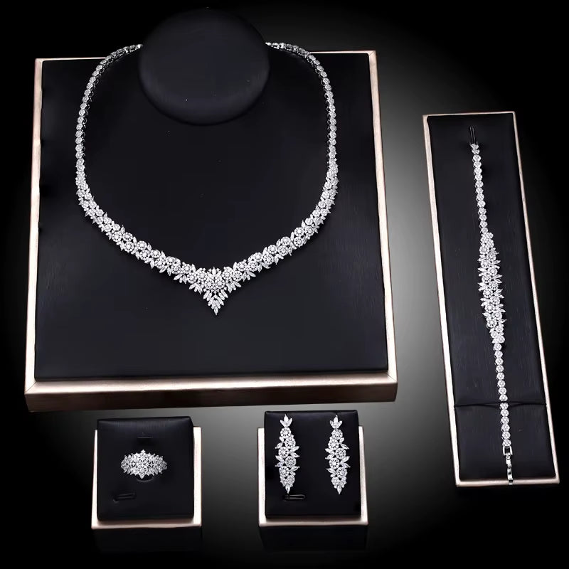 2023 Hot Selling Cubic Zirconia Bridal Wedding Jewelry Set Bridal 4-Piece Set Women'S Jewelry Set Jewelry Brand Reproduction