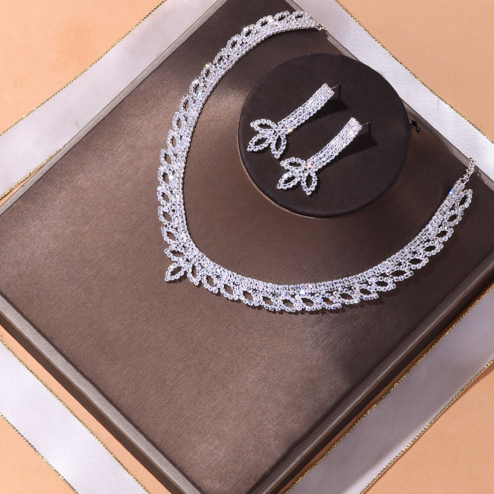 European & American Bridal Necklace Earrings Set