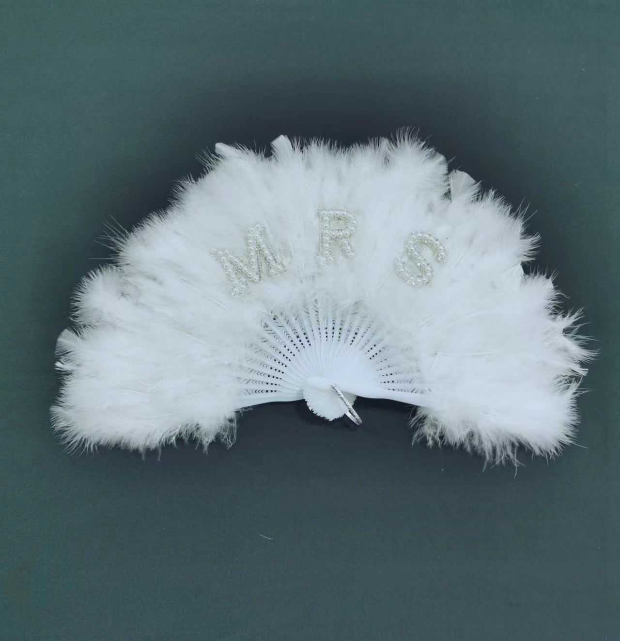 Pearl Bridal Feather Decorative Folding Fan
