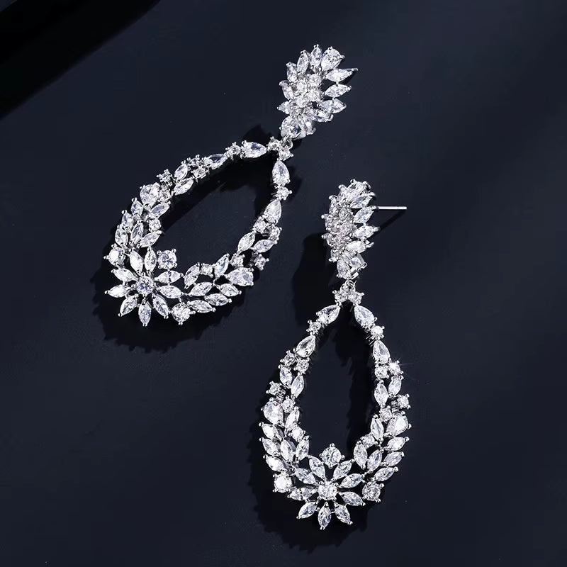 Luxury Buling Mirco Paved Cubic Zircon Dangle Drop Earrings for Women Exquisite Bridal Earring Wedding Jewelry