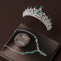 Itacazzo Bridal Headwear Set of Four Crown&Necklace&Earrings Gold-Colour Women'S Classic Wedding Tiaras