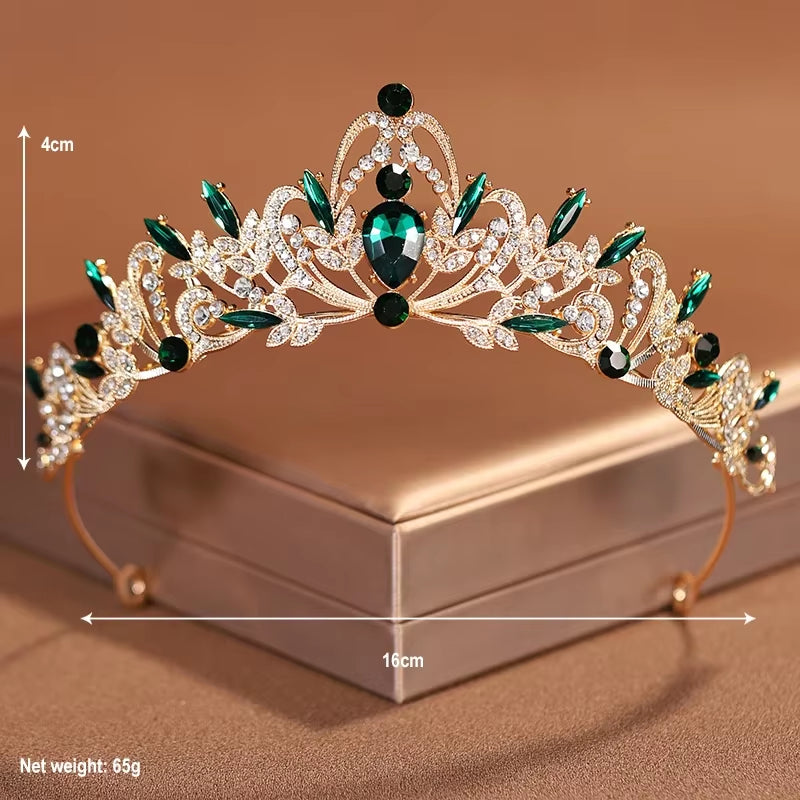 Bridal Headwear Gold-Colour Women'S Full of Classical Temperament Wedding Crown Girl Birthday Dazzling Tiaras
