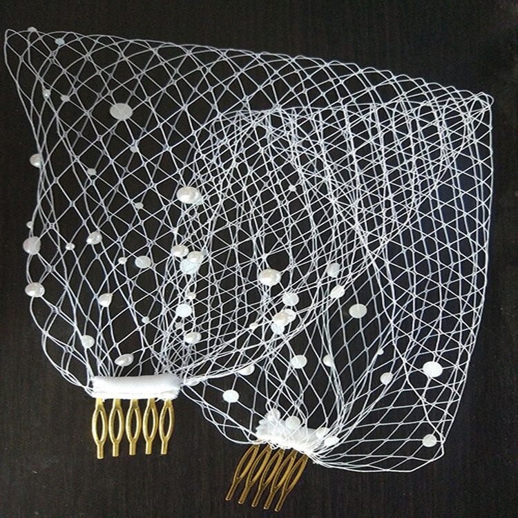 Bridal Veil Pearl Large Hole Mesh Hair Comb