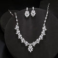 Brand Sliver Color AAA Zirconia Bridal Jewelry Sets Luxury Flower Leaf Clear Zircon Earring Necklaces for Women