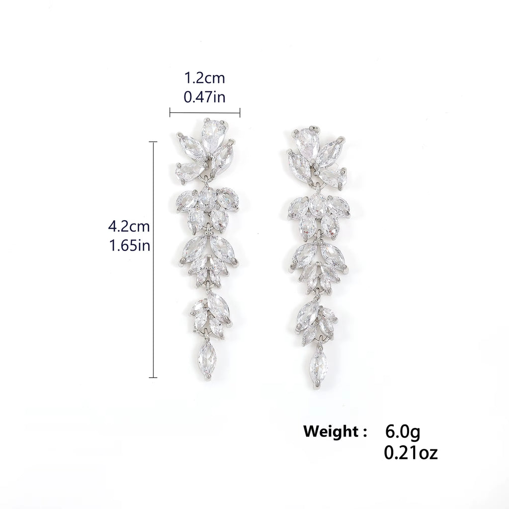 Luxury Pear Shape Marquise Zircon Bridal Earrings AAA Shiny CZ Long Drop Dangle Earring Wedding Jewelry