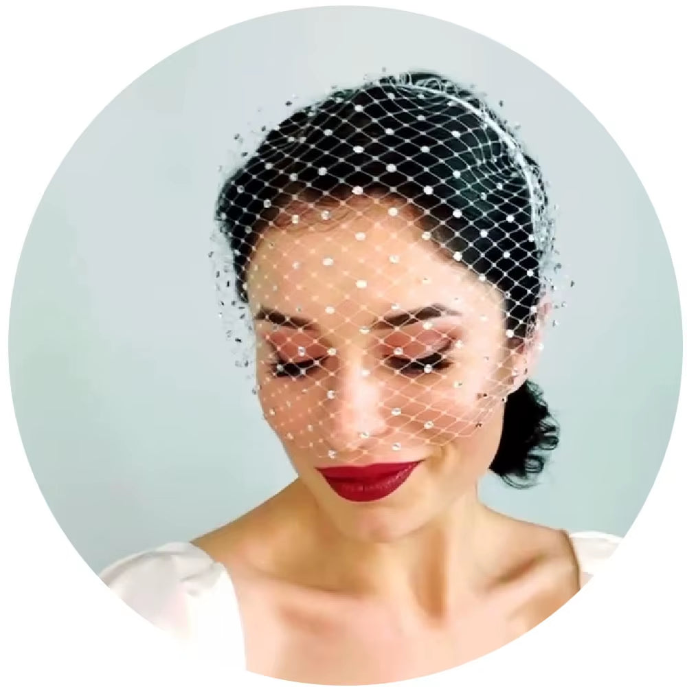 Birdcage Veil Blusher Veil White Headband Veil for Bridal Fascinators Black Face Net Mask Hair Jewelry Accessories Veils