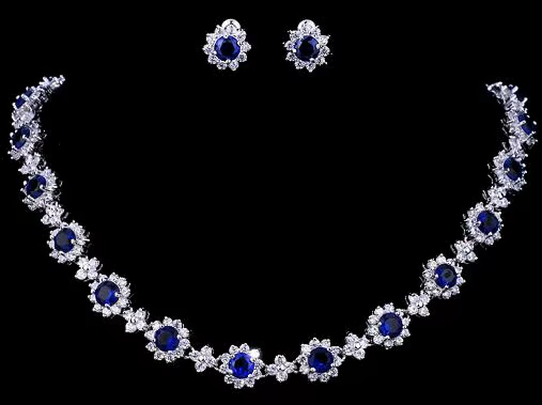 Luxury Cubic Zircon Crystal Bridal Jewelry Sets Necklace Earrings Sets for Women Wedding Party Jewelry
