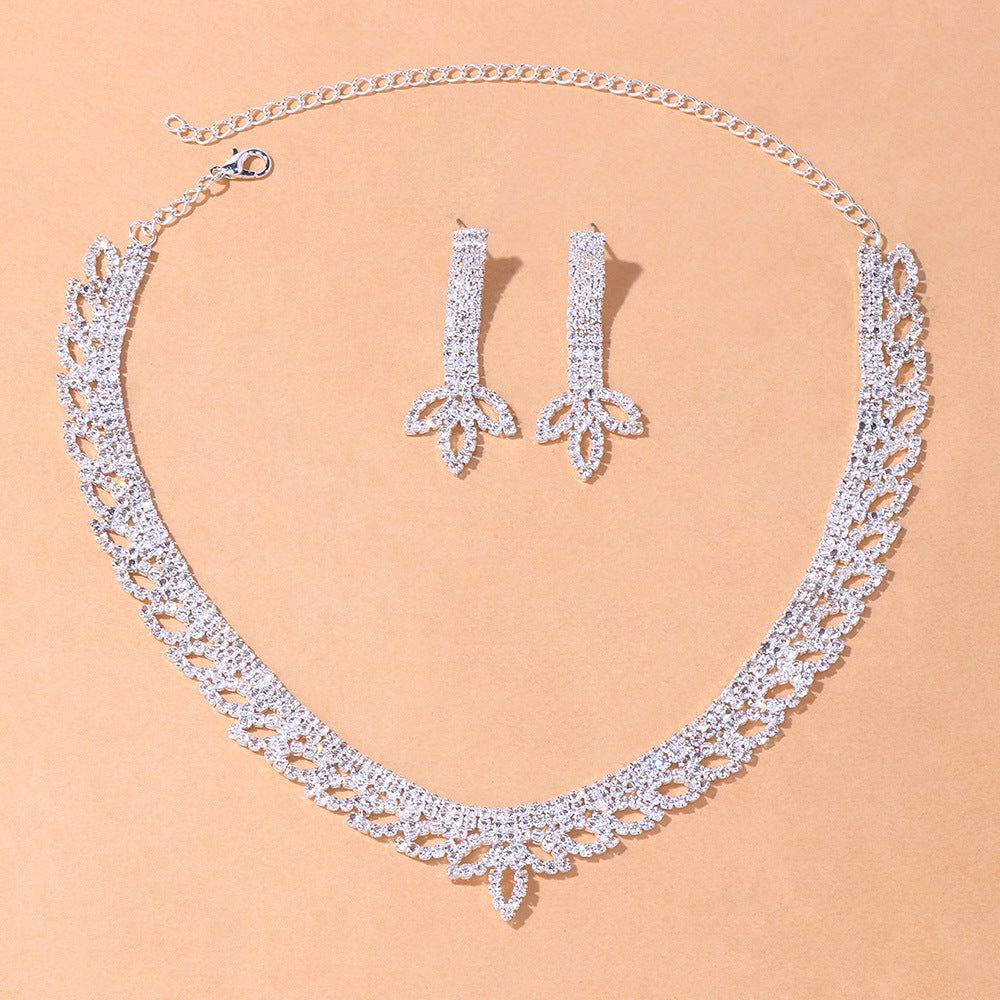 European & American Bridal Necklace Earrings Set