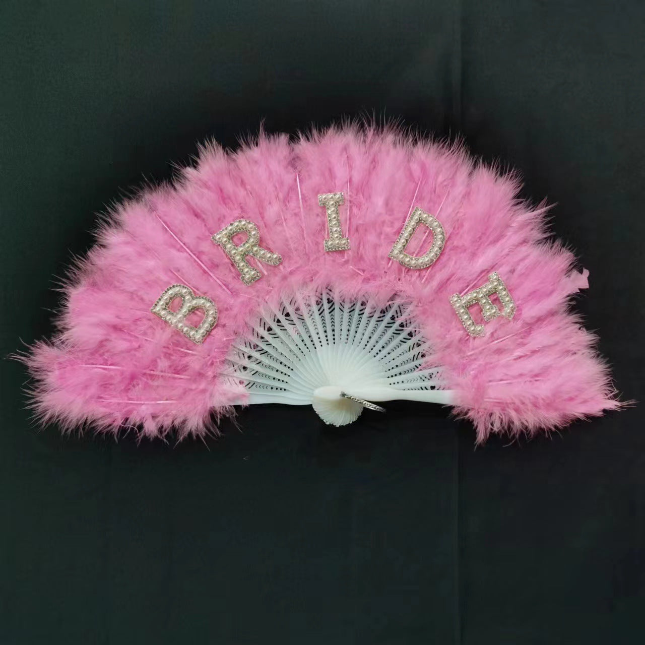 Pearl Bridal Feather Decorative Folding Fan