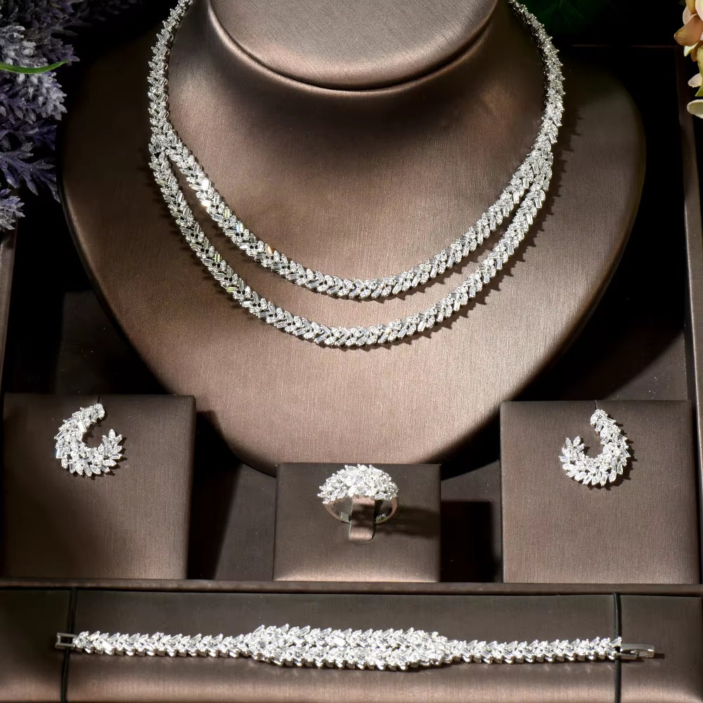 Hot Selling Cubic Zirconia Bridal Wedding Jewelry Set Bridal 4-Piece Set