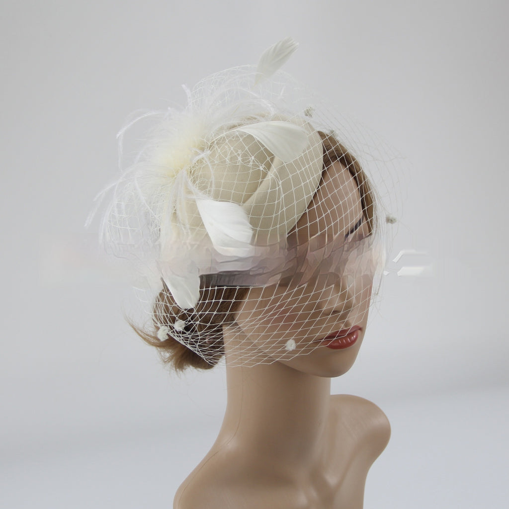 Vintage Bridal Veil Headdress Veil Billycock