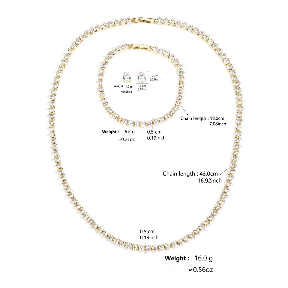 Gorgeous Buling AAA Clear round Cubic Zirconia Wedding Bridal Necklace Earrings Party Jewelry Set for Women