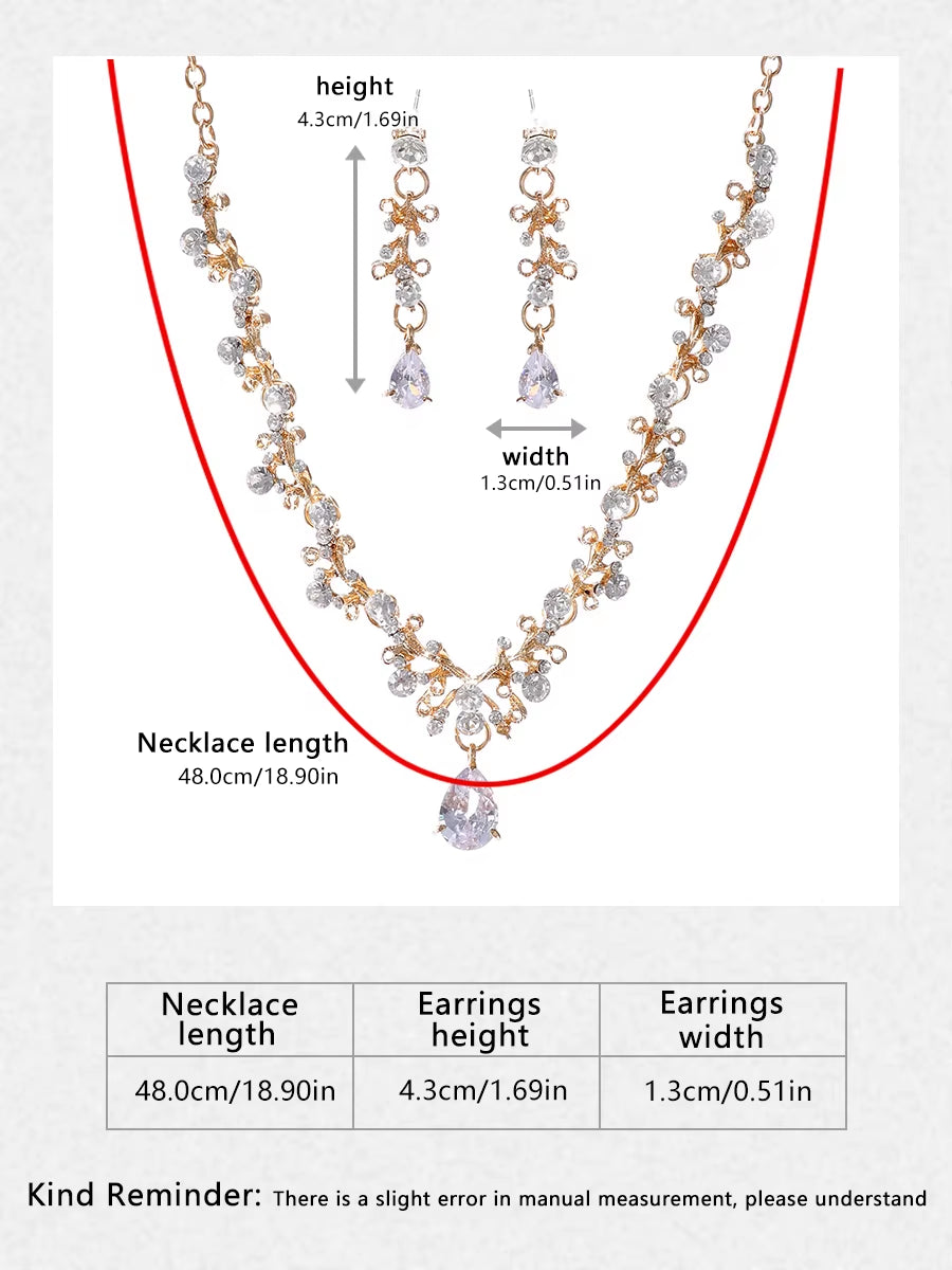 Itacazzo Bridal Headwear Set of Four Crown&Necklace&Earrings Gold-Colour Women'S Classic Wedding Tiaras