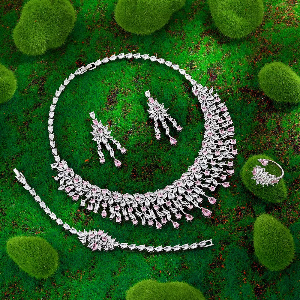 2023 Hot Selling Cubic Zirconia Bridal Wedding Jewelry Set Bridal 4-Piece Set Women'S Jewelry Set Jewelry Brand Reproduction