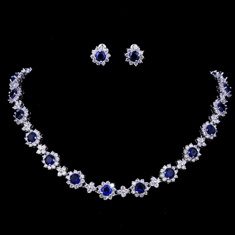 Luxury Cubic Zircon Crystal Bridal Jewelry Sets Necklace Earrings Sets for Women Wedding Party Jewelry
