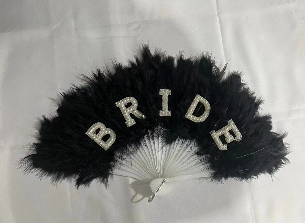 Pearl Bridal Feather Decorative Folding Fan