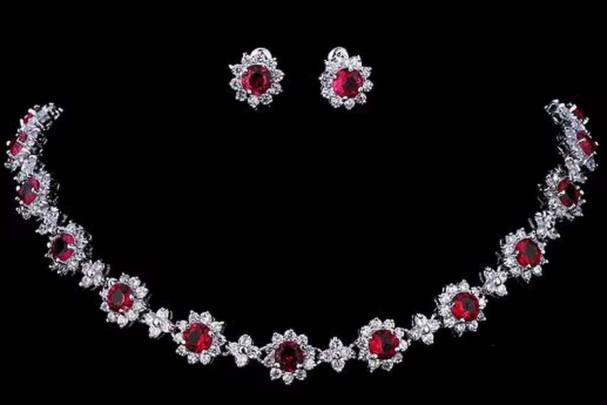 Luxury Cubic Zircon Crystal Bridal Jewelry Sets Necklace Earrings Sets for Women Wedding Party Jewelry