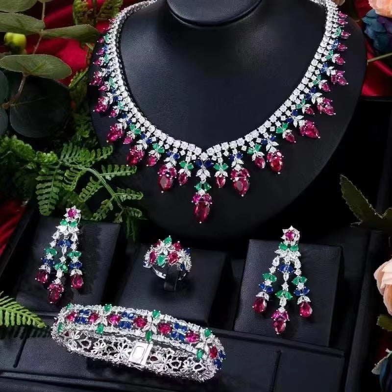 2023 Hot Selling Cubic Zirconia Bridal Wedding Jewelry Set Bridal 4-Piece Set Women'S Jewelry Set Jewelry Brand Reproduction