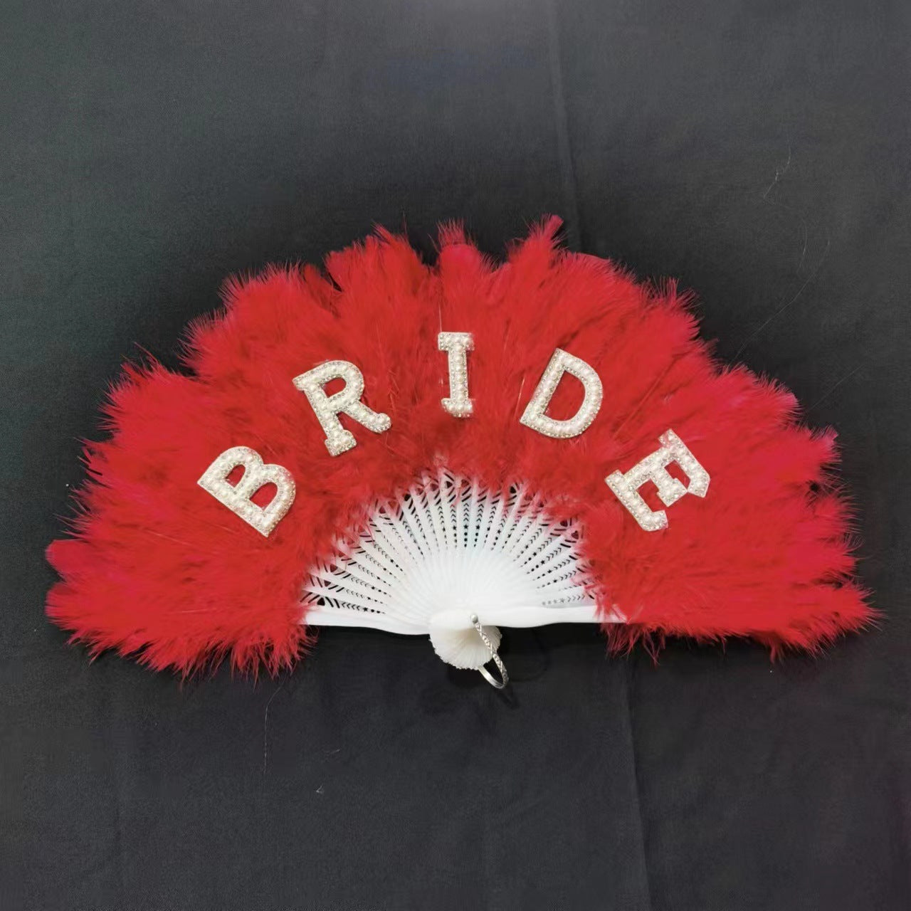 Pearl Bridal Feather Decorative Folding Fan