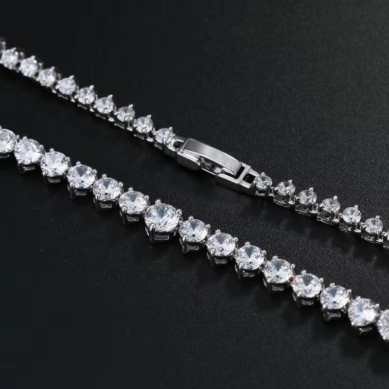 AAA Zircons Stunning round CZ Crystal Necklaces and Luxury Bridal Party Jewelry for Wedding